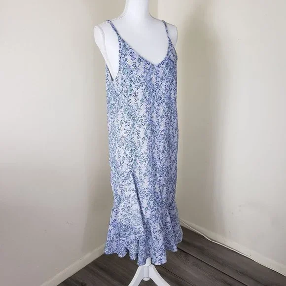 July Morning Floral Ruffle Midi Dress Violet Size Small - Picture 4 of 12